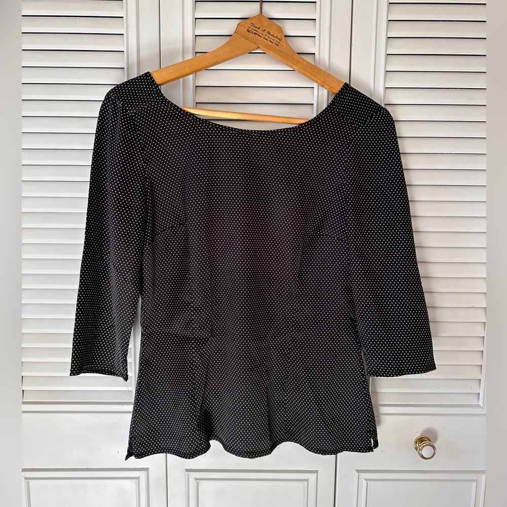 Tiny Black & White Polka Dot Blouse
